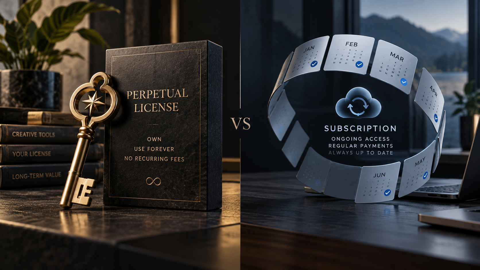 Comparison of perpetual license and subscription models for creative software