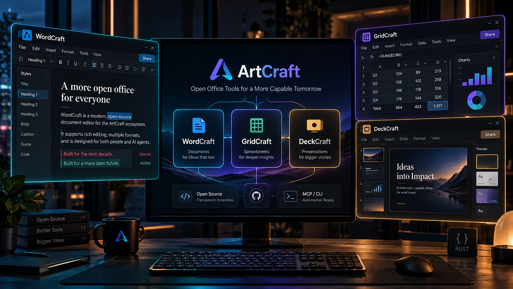 ArtCraft WordCraft GridCraft and DeckCraft open-source alternatives to Word Excel and PowerPoint