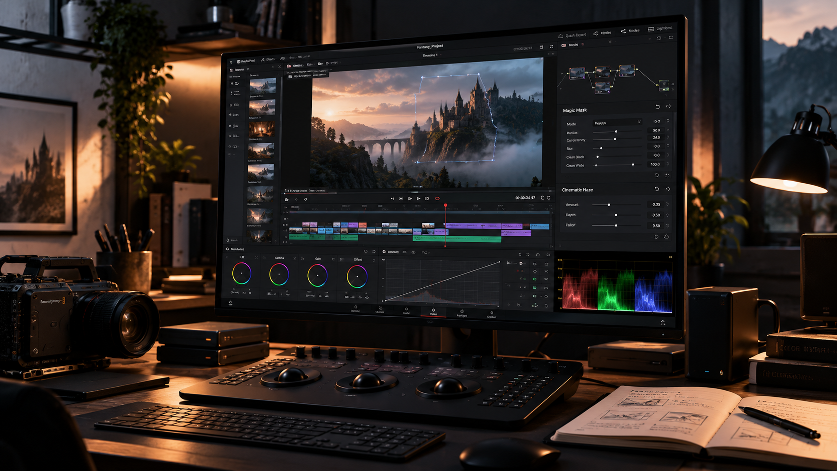 DaVinci Resolve workflow for a small team completing long-form fantasy VFX